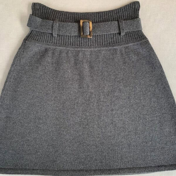 Knit skirt, Classic no. 4 grey: Grey knit skirt with belt, Hanne Linding Danish design