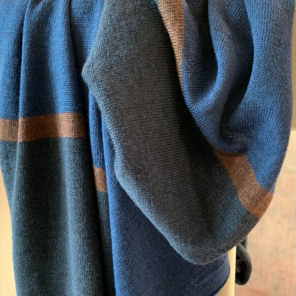Knit scarf Accessory no. 3: Blue/dark blue and brown knit from Hanne Linding, Danish design.